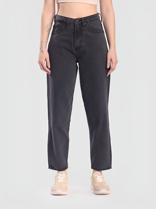 Women Charcoal Carrot Fit Jeans