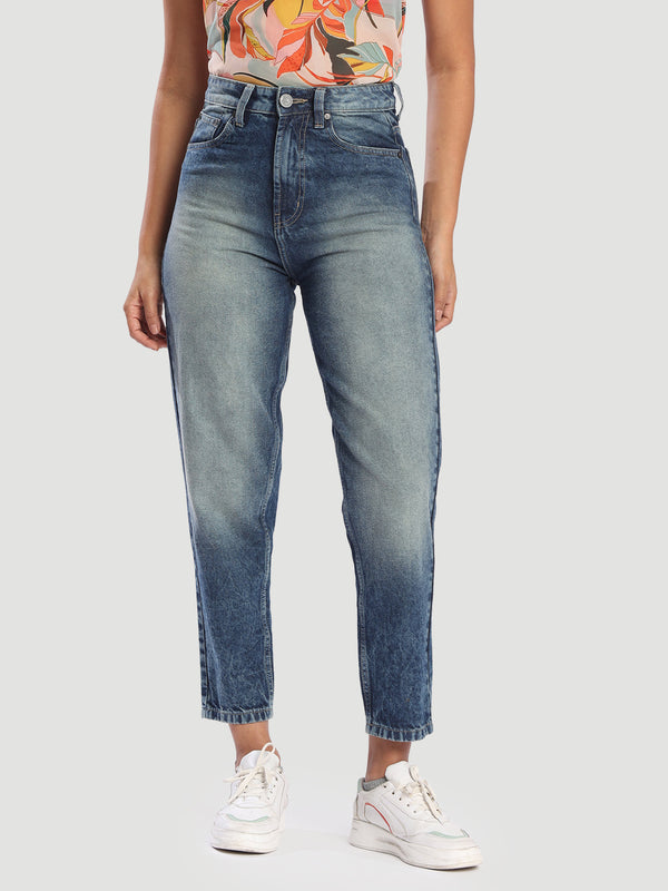 Women Charcoal Carrot Fit Jeans