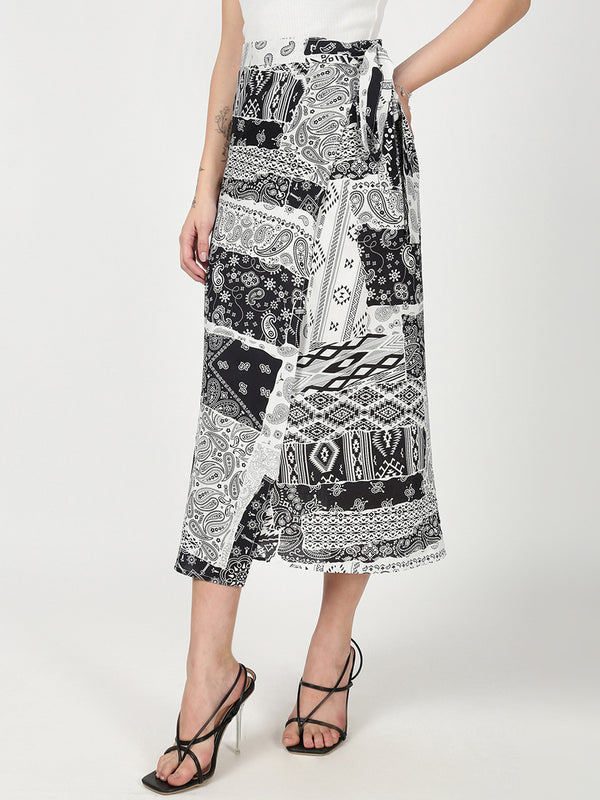Women Printed Wrap-Around Maxi Skirt