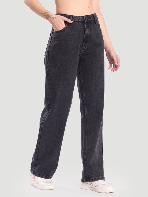Women Charcoal Straight Fit light faded Jeans