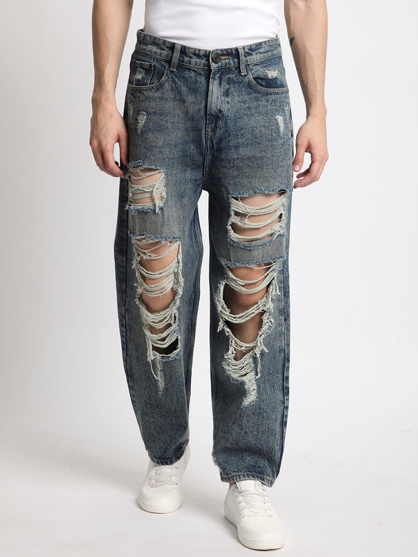 Men Baggy Heavy Distressed Jeans