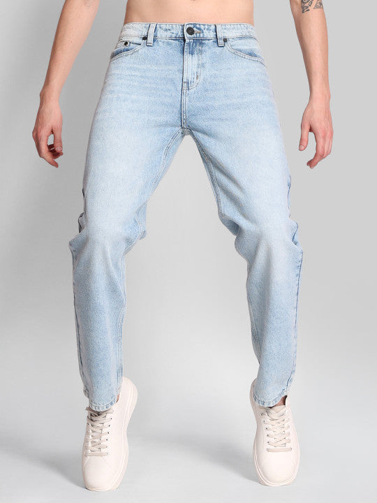 Men Blue Relaxed Heavy Washed  Jeans