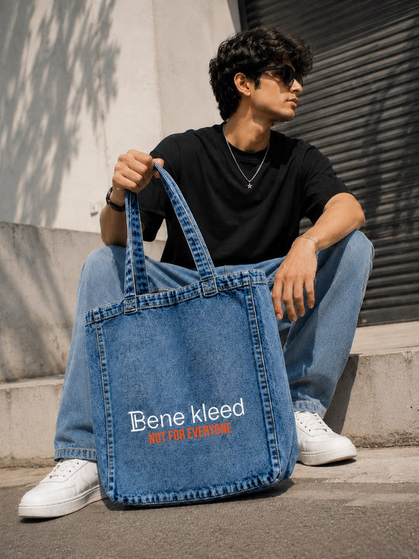 Unisex Denim Solid Tote Bag