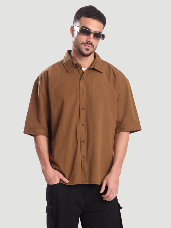 Men Brown Oversize Cotton Casual Shirt