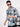 Men Blue and White Single Pocket Shirt