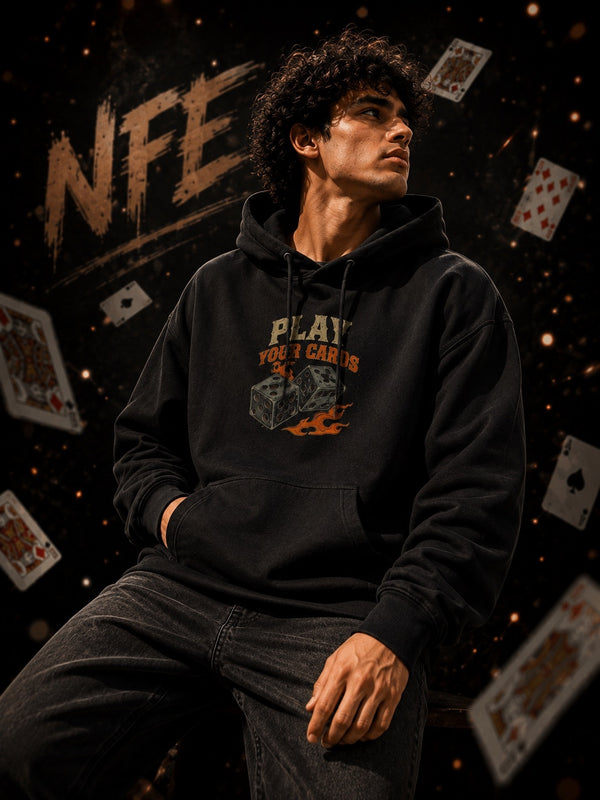 Men Black Graphic Relaxed Hooded Sweatshirt