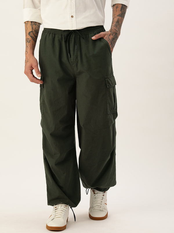 Men Solid Cargo Trousers