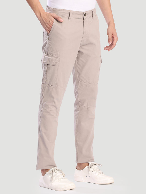 Men Beige Cargo Trousers