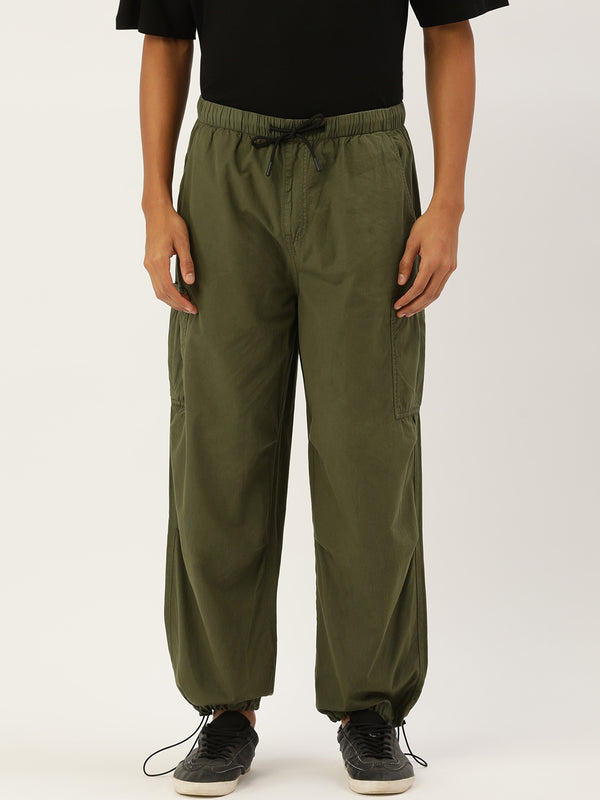 Men Solid Cargo Trousers