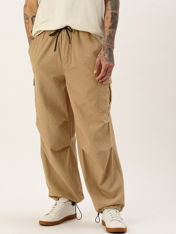 Men Solid Cargo Trousers