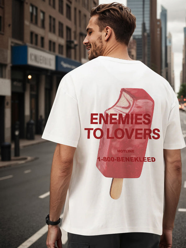Men White Graphic Print Oversize T Shirt