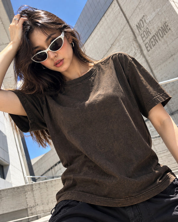 Women Brown Acid wash Oversize T-Shirt