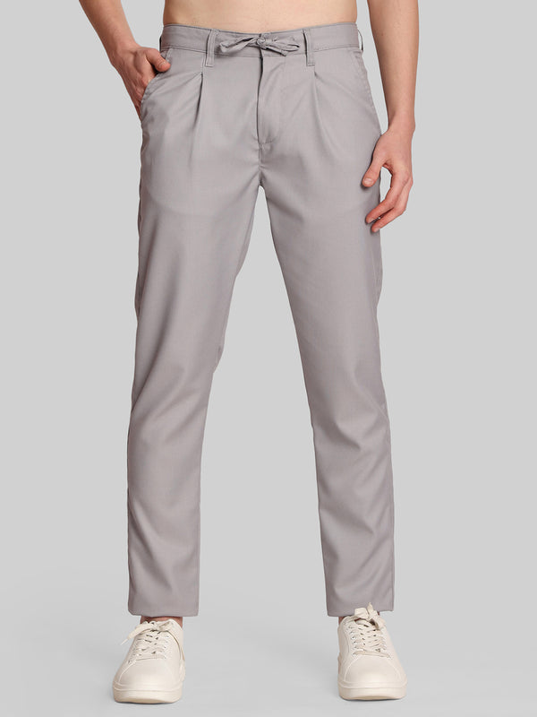 Men Mid-Rise Slim Fit Korean Style Pleated Casual Trouser