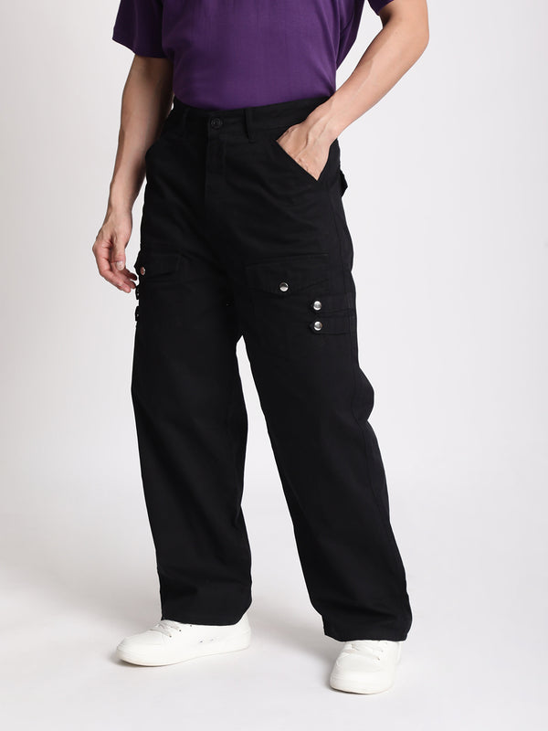Men Black Cargo Trousers