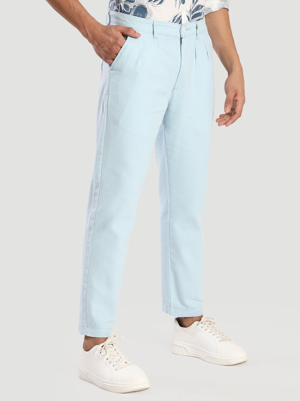 Men Regualr Fit Pleated Casual Trouser
