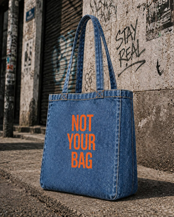 Unisex Denim Solid Tote Bag