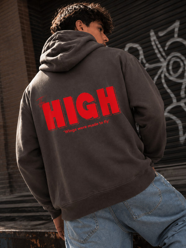 Men Relaxed front zipper Graphic print Grey hoodie