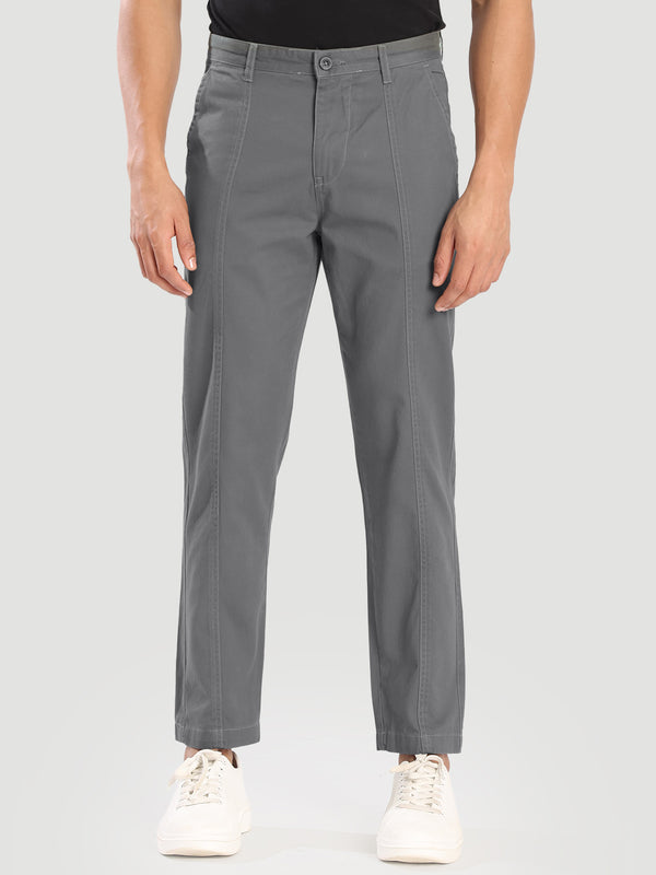 Men Grey Regular fit Cotton Trouser With Cut and Sew Detail