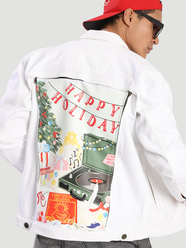 Unisex Relaxed Denim Jacket With Swappable Graphic Patch