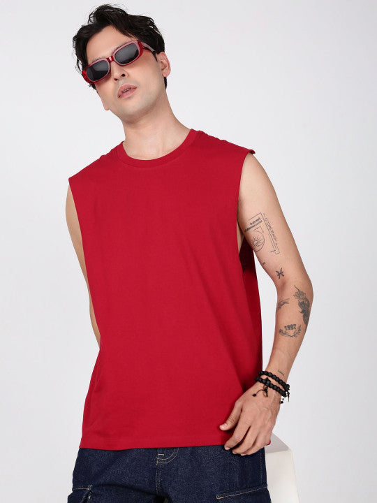 Men Round Neck Relaxed Fit Cotton T-Shirt