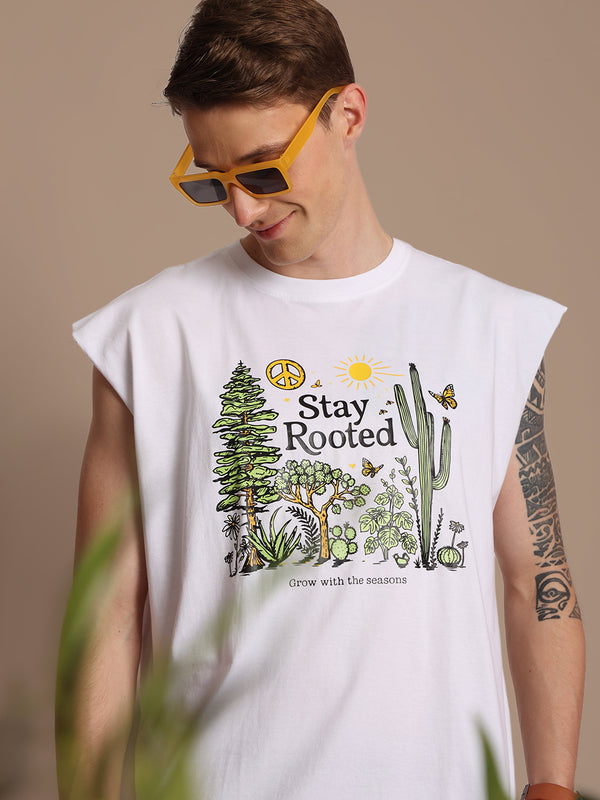 Men Oversized Graphic Sleeveless T-Shirt