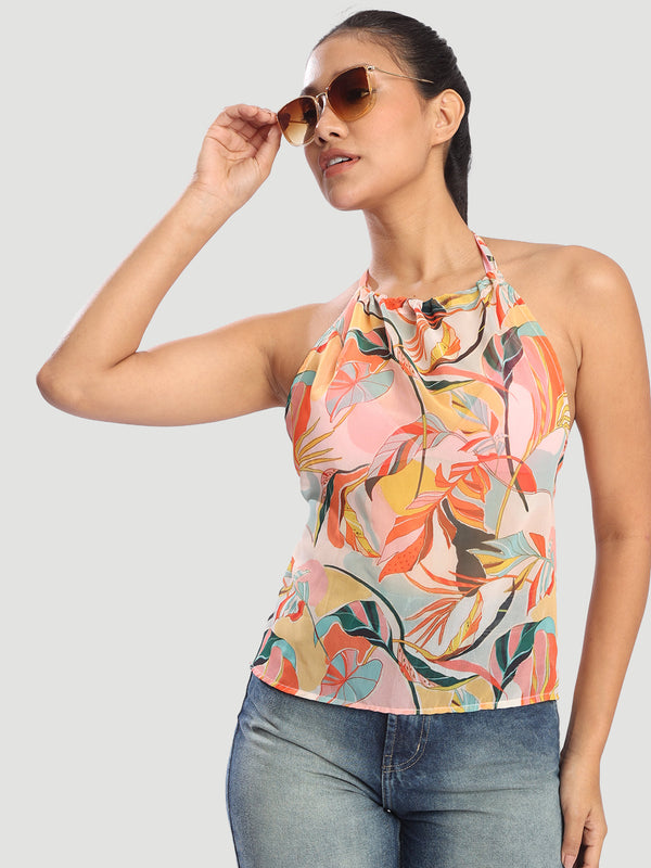 Women Halter neck tie up adjustable top