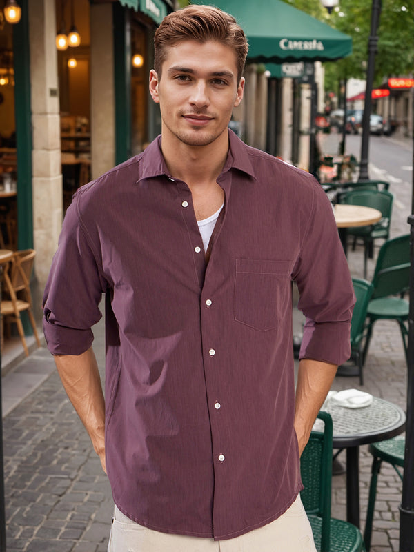 Men Mauve Solid Regular Fit Shirt