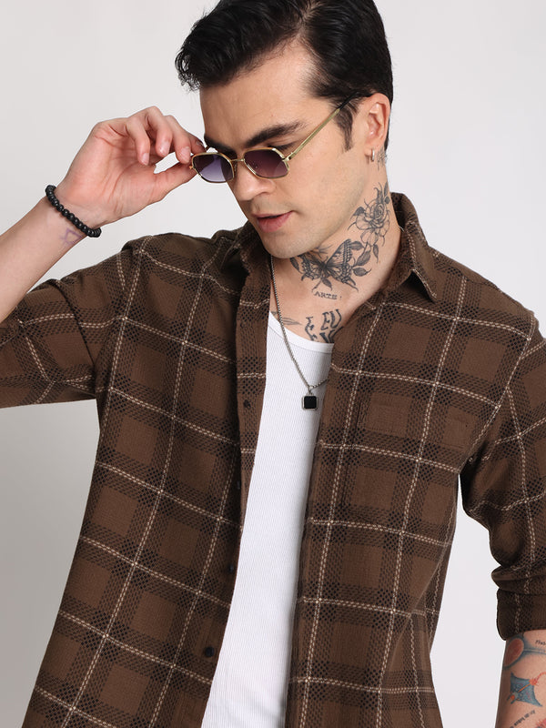 Men Regular Fit Textured Casual Shirt