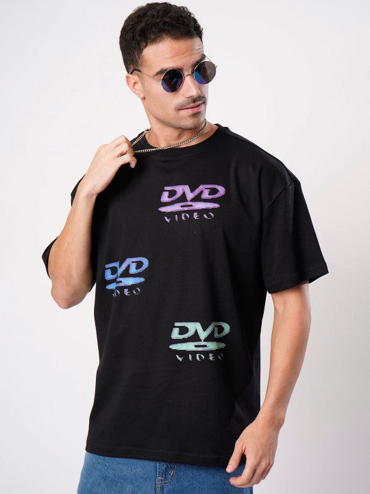 Men Black Graphic Print Oversize Shirt