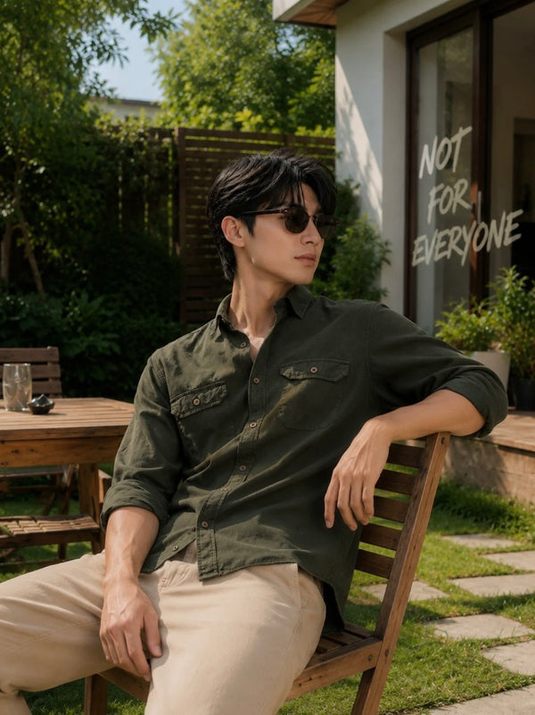 Men Regular Safari Utility Casual Shirt