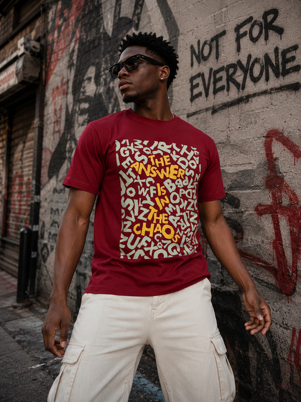 Men Maroon Cotton Lycra Typography Print T Shirt