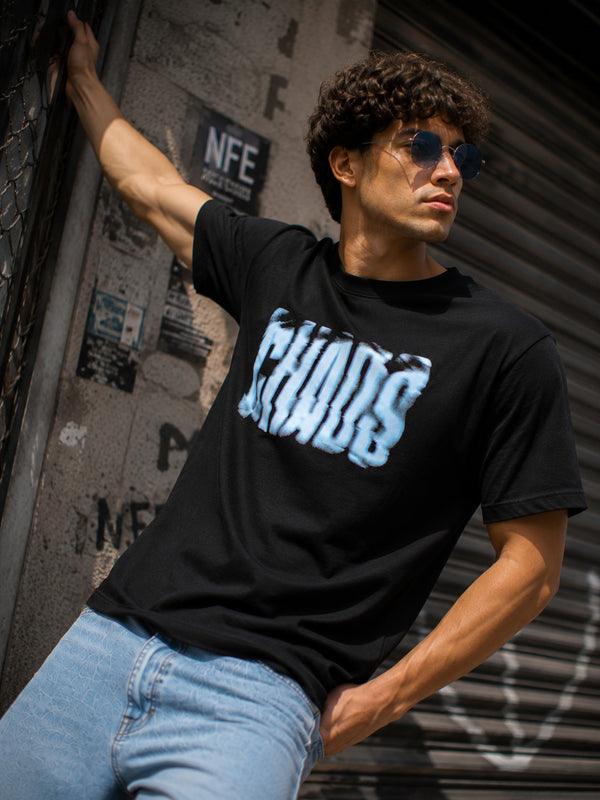 Men Black Typography Print T-shirt