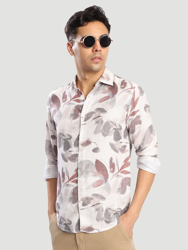 Mens Floral print textured Regular fit casual Shirt