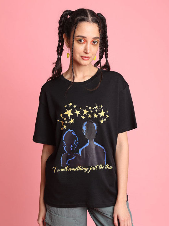 Women Black Graphic Printed T-Shirt