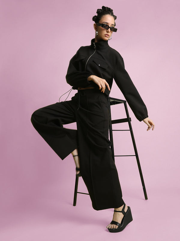 women Relaxed Trouser & zipper jacket co-ord set