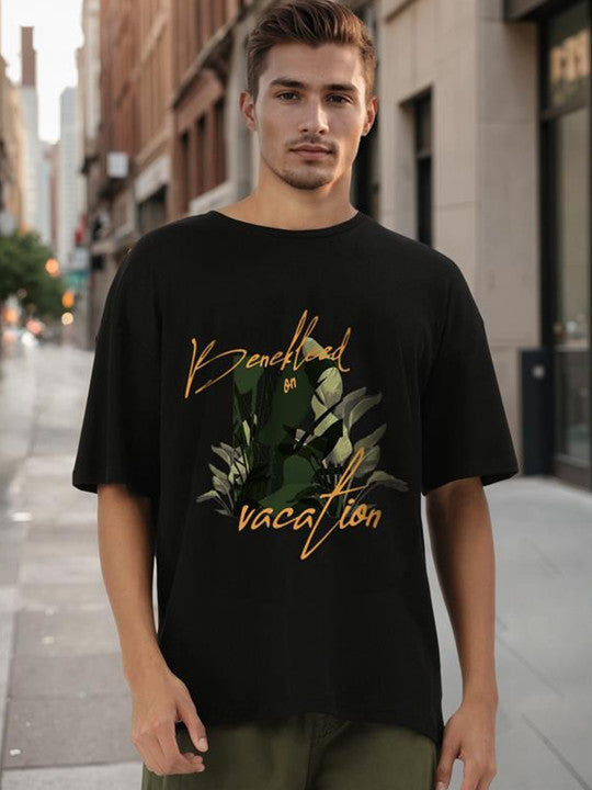 Men Graphic Printed Drop-Shoulder Sleeves Oversized Cotton T-shirt