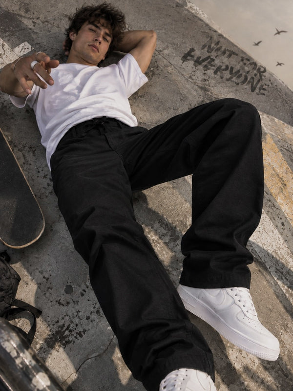 Men Black Regular Fit Elasticated Casual Trousers