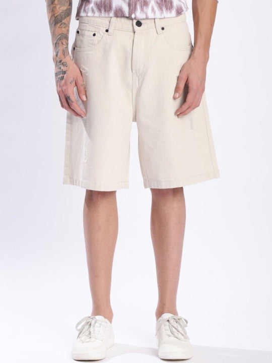 Men Relax Fit Distressed Denim Shorts