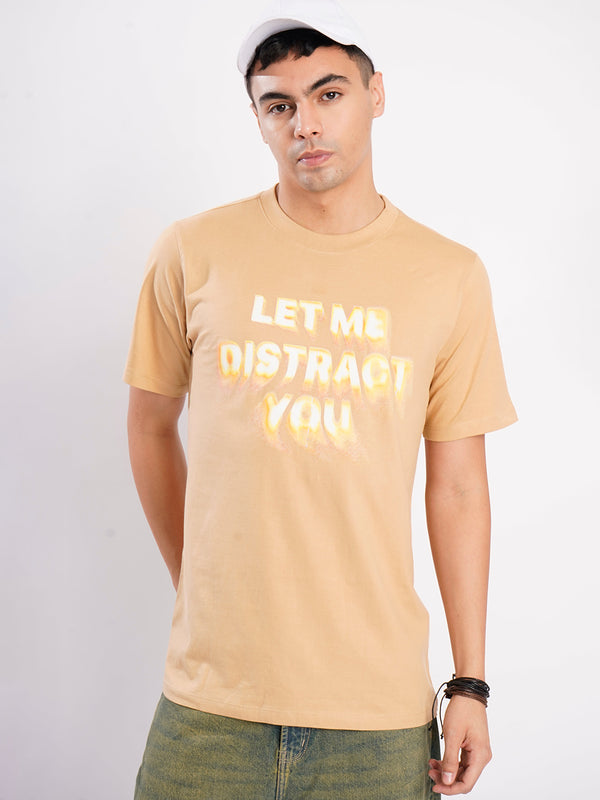 Men Tan Typography print T Shirt