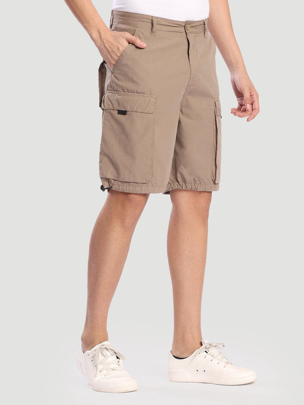 Men Light Brown shorts with adjustable hem