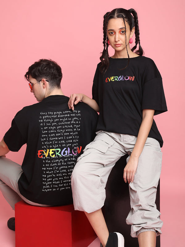 Men Black Graphic Printed Oversized Fit T-Shirt