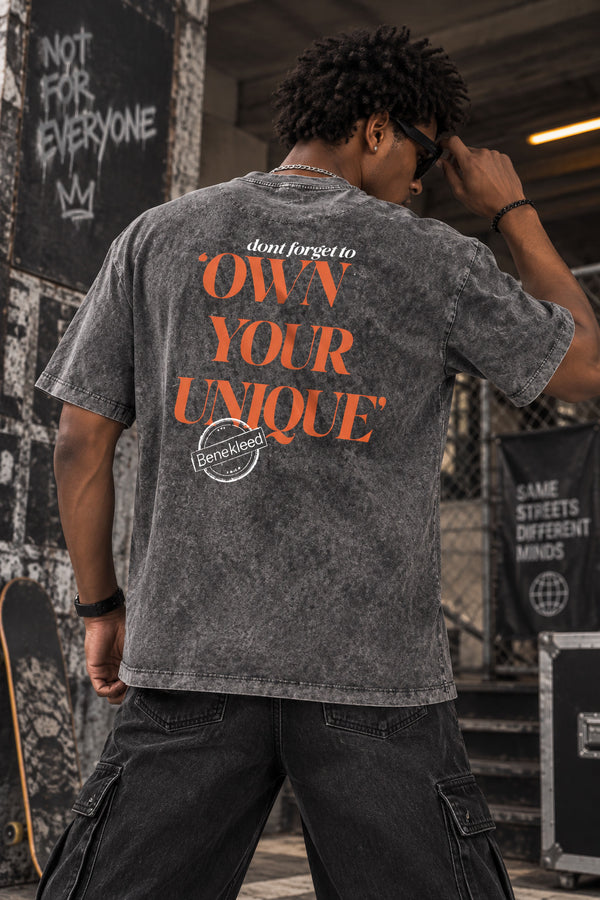 Men Oversized Bene Kleed Graphic Acid Wash T-Shirt