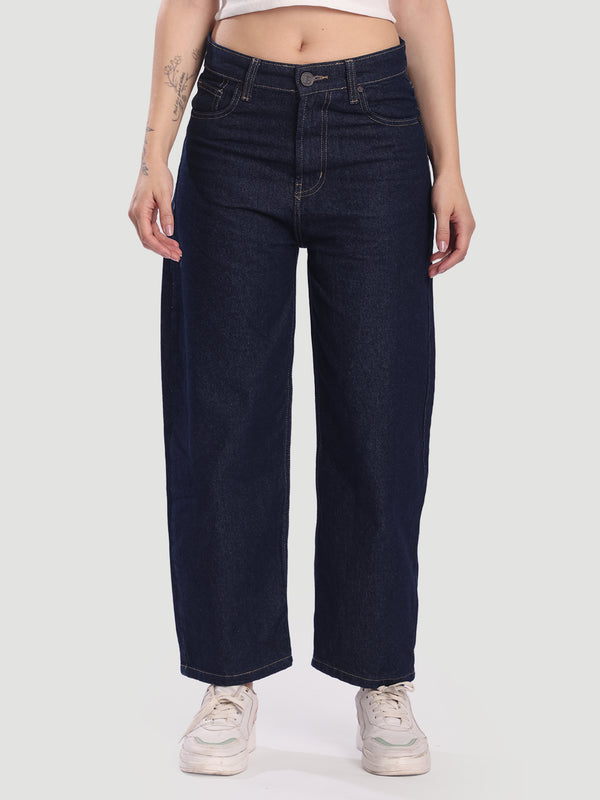 Women Blue Balloon Fit High Rise Jeans
