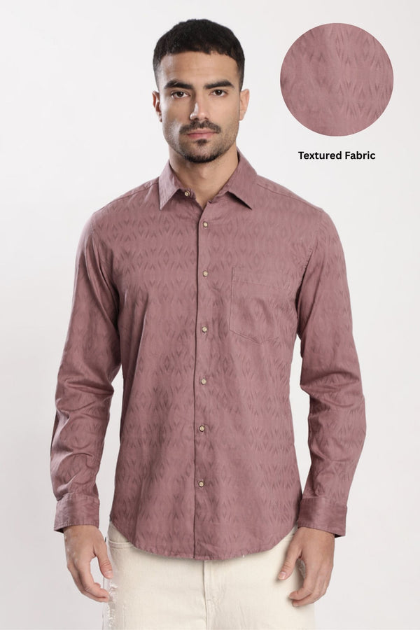 Men Mauve Tencil Blend Slim Fit Shirt