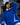 Women Royal Blue Solid Medium Length Oversized Sweatshirt