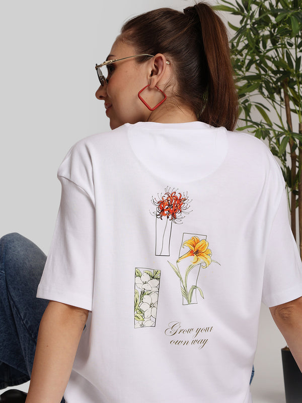 Women Oversize  Floral Graphic Printed T-Shirt