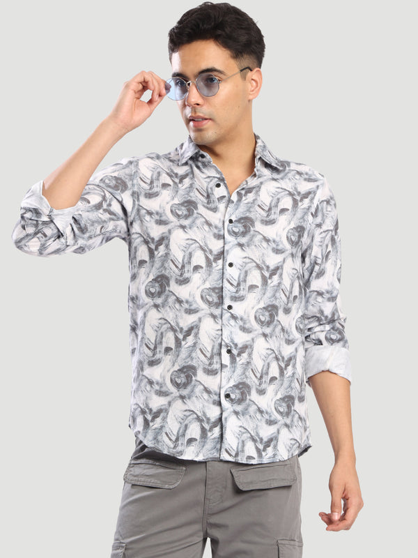 Mens printed textured Regular fit casual Shirt