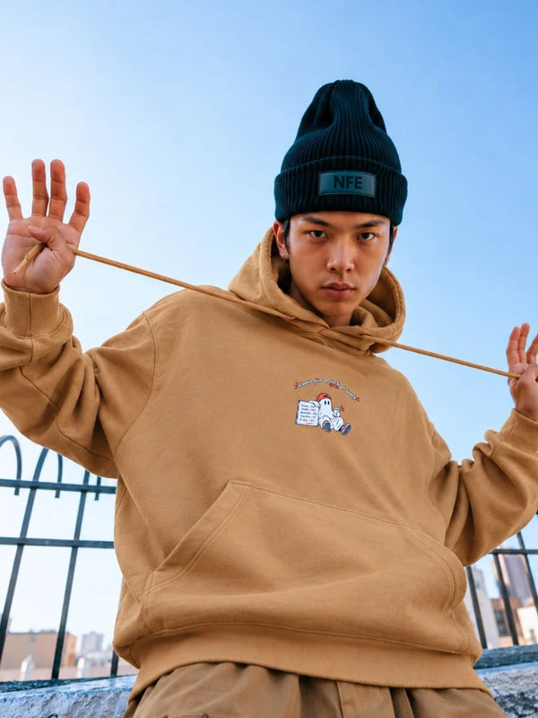 Men Brown Relax Graphic Hoodie Sweatshirt