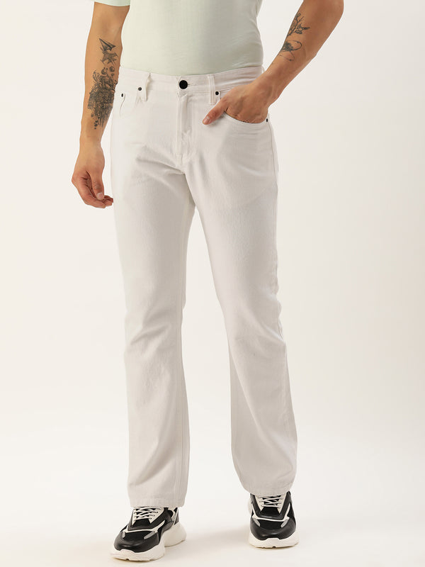 Men White Boot-Cut Jeans