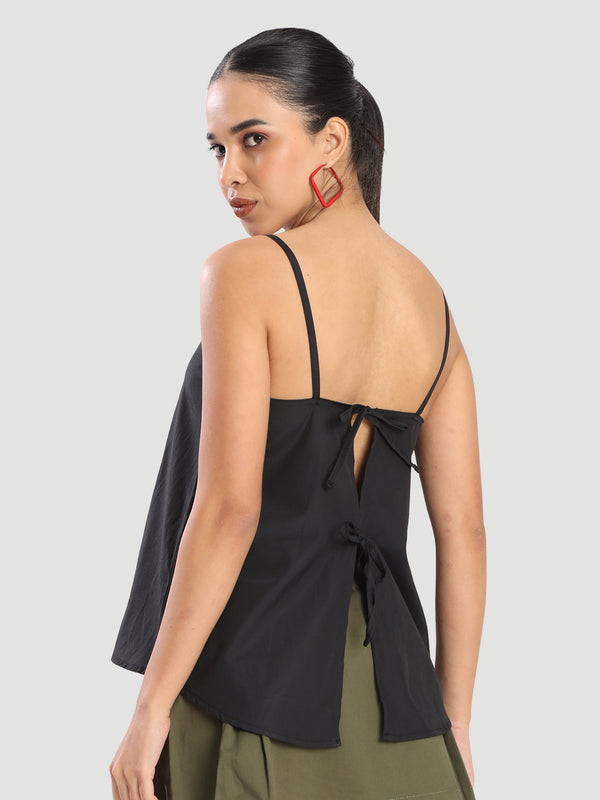 Women Back Tie Up Square Neck Croptop